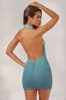 Embellished Halter Neck Mini Dress in Blue Ombré sold by Oh Polly