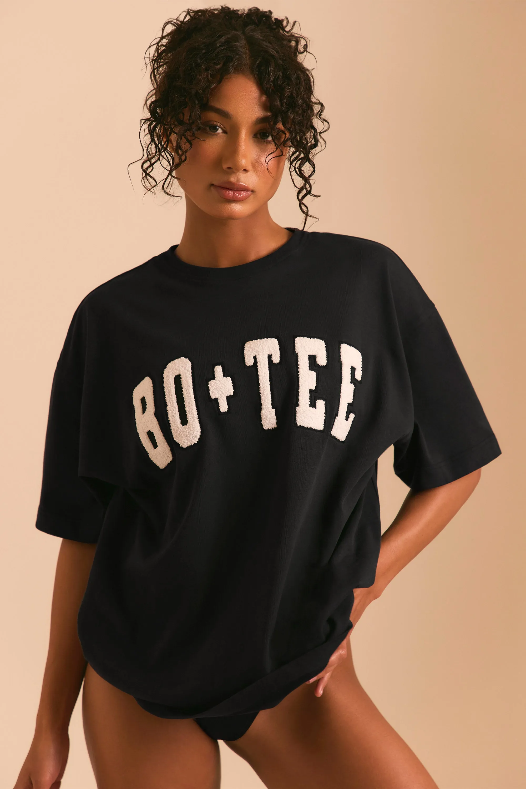 Oversized Short Sleeve T-Shirt in Black sold by Oh Polly product image thumbnail 5
