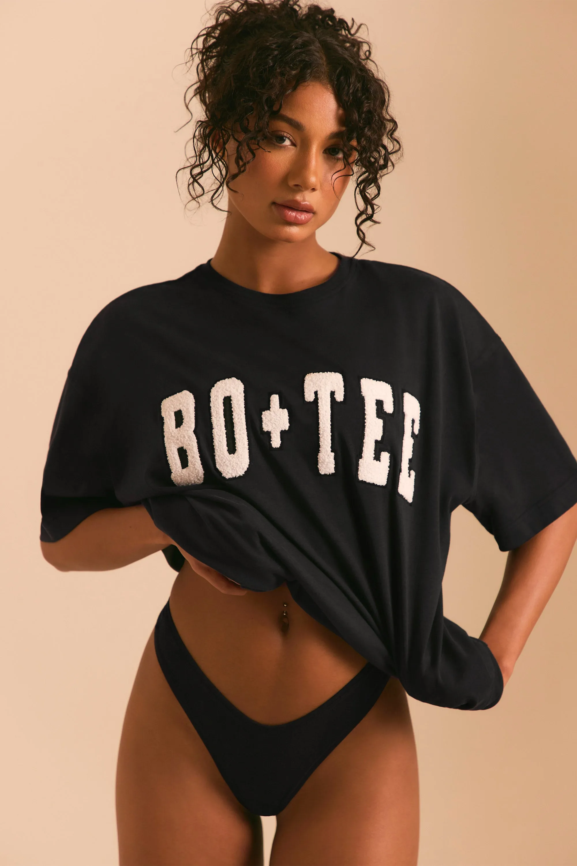 Oversized Short Sleeve T-Shirt in Black sold by Oh Polly product image thumbnail 4