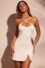 Cross Halter Neckline Low Back Mini Dress in White sold by Oh Polly