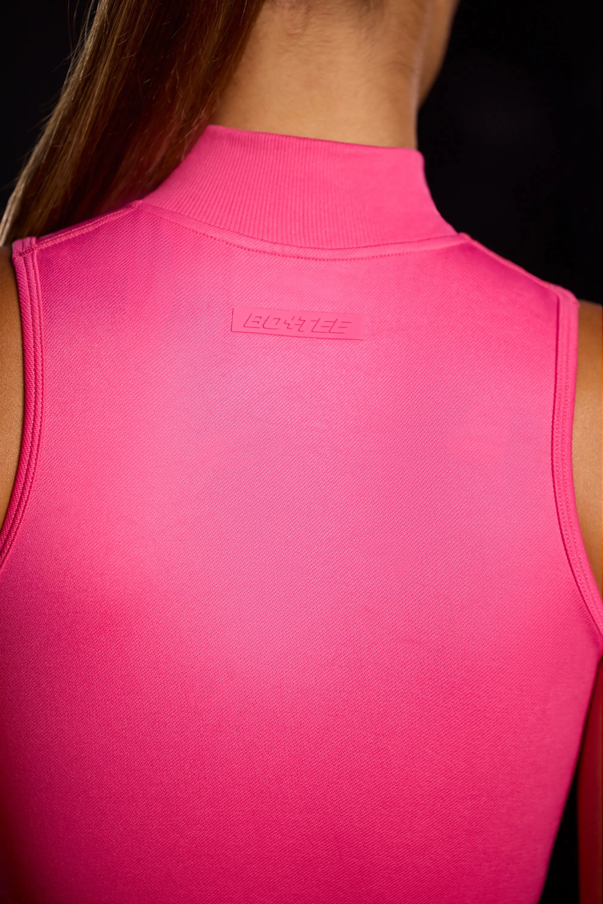Super Sculpt Seamless High Neck Crop Top in Fuchsia sold by Oh Polly product image thumbnail 4