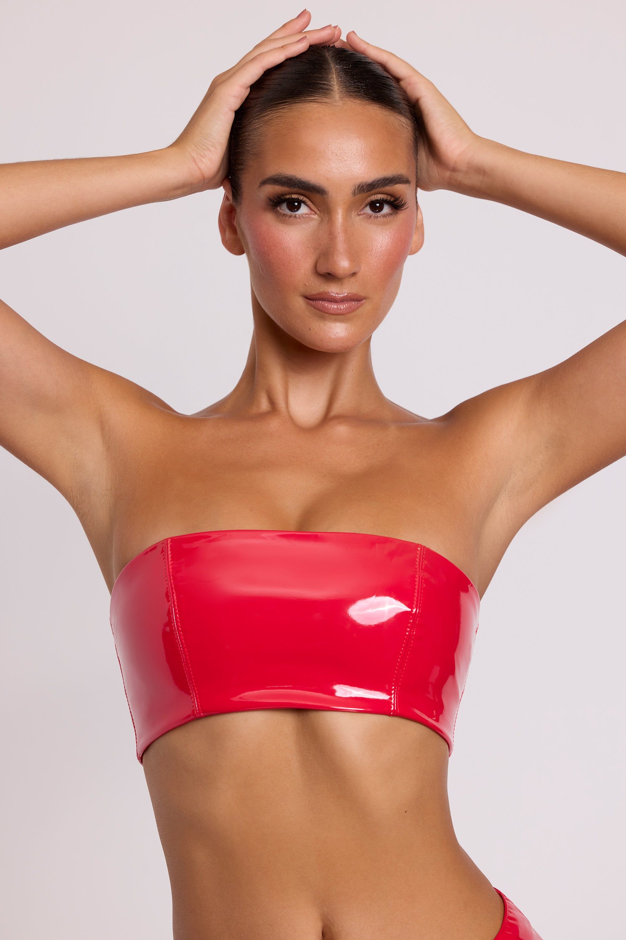 Vinyl Bandeau Bralette in Fire Red sold by Oh Polly product image thumbnail 4