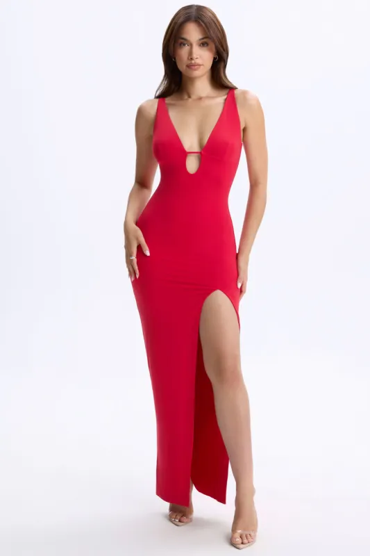 Plunge Cut-Out Maxi Dress in Cherry Red sold by Oh Polly