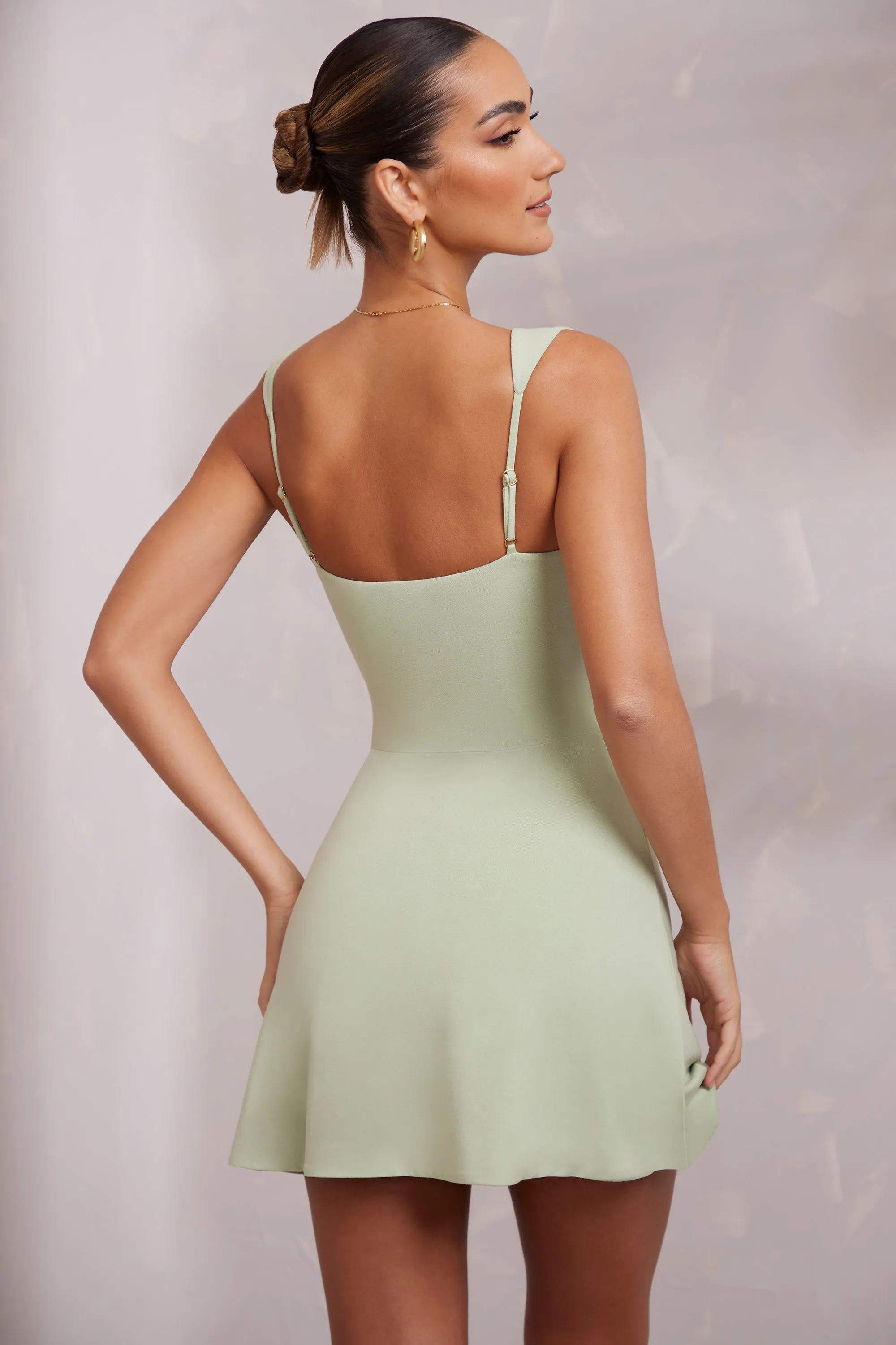 Sweetheart Neckline Mini Dress in Sage sold by Oh Polly product image thumbnail 4