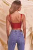 Satin Mesh Bustier Crop Top in Red sold by Oh Polly