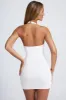 Ruched Halterneck Mini Dress in White sold by Oh Polly