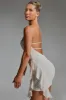 Embellished Ruffled Cowl-Neck Bandeau Mini Dress in White sold by Oh Polly