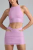 Metallic Ruched High-Neck Top in Violet Pink sold by Oh Polly
