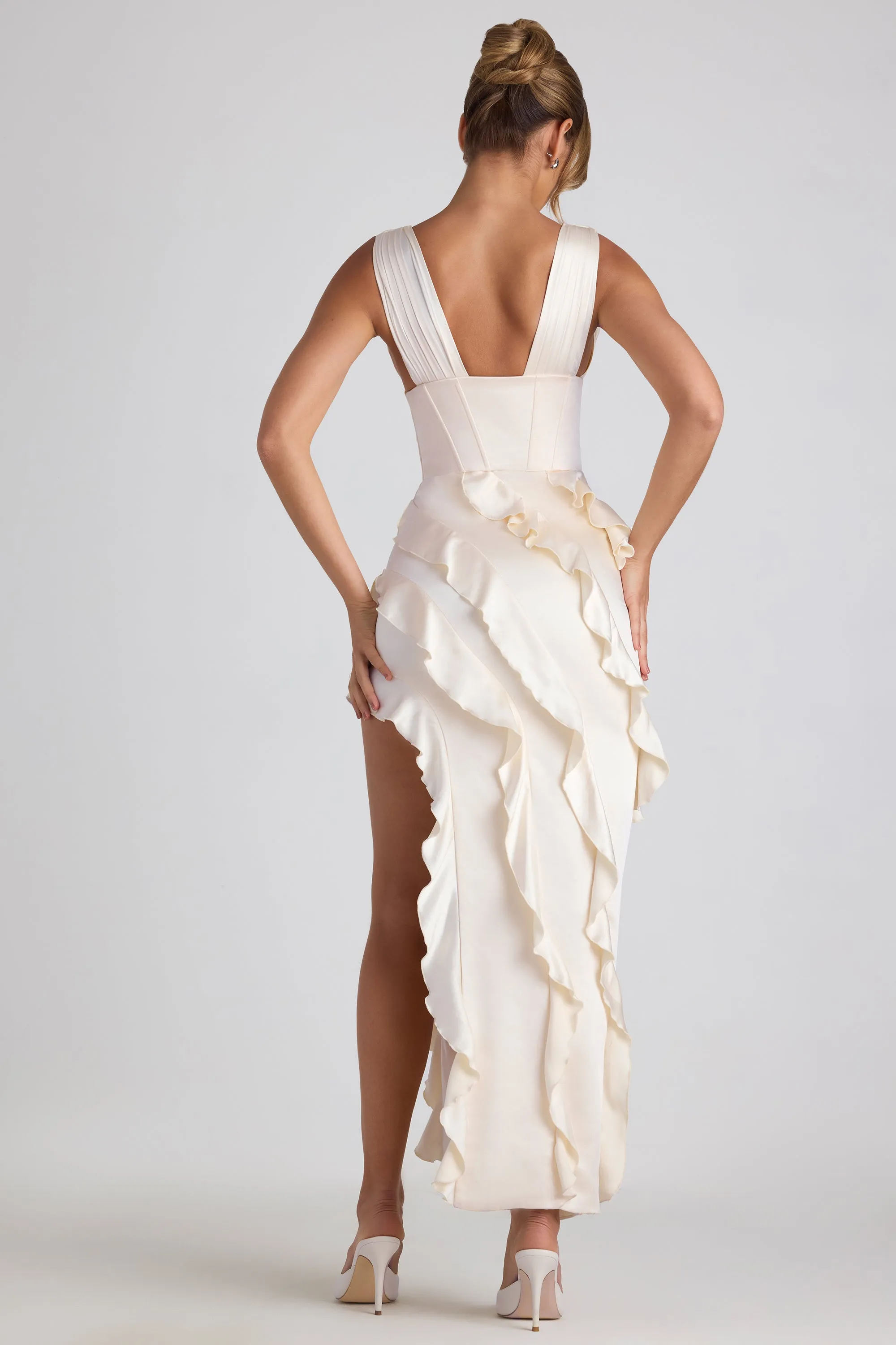 Ruffle-Trim Corset Maxi Dress in Ivory sold by Oh Polly product image thumbnail 2