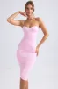 Asymmetric Ruched Midi Dress in Light Pink sold by Oh Polly