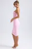 Asymmetric Ruched Midi Dress in Light Pink sold by Oh Polly