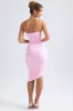 Asymmetric Ruched Midi Dress in Light Pink sold by Oh Polly