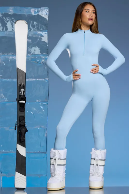 Petite Super Sculpt Base Layer Jumpsuit in Baby Blue made by Oh Polly