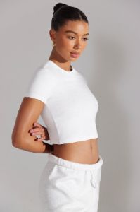 Cap Sleeve Baby Tee in White sold by Oh Polly