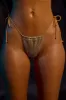 Drawstring Thong Bikini Bottoms in Gold sold by Oh Polly