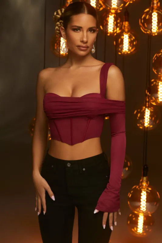 Corset Crop Top in Red sold by Oh Polly