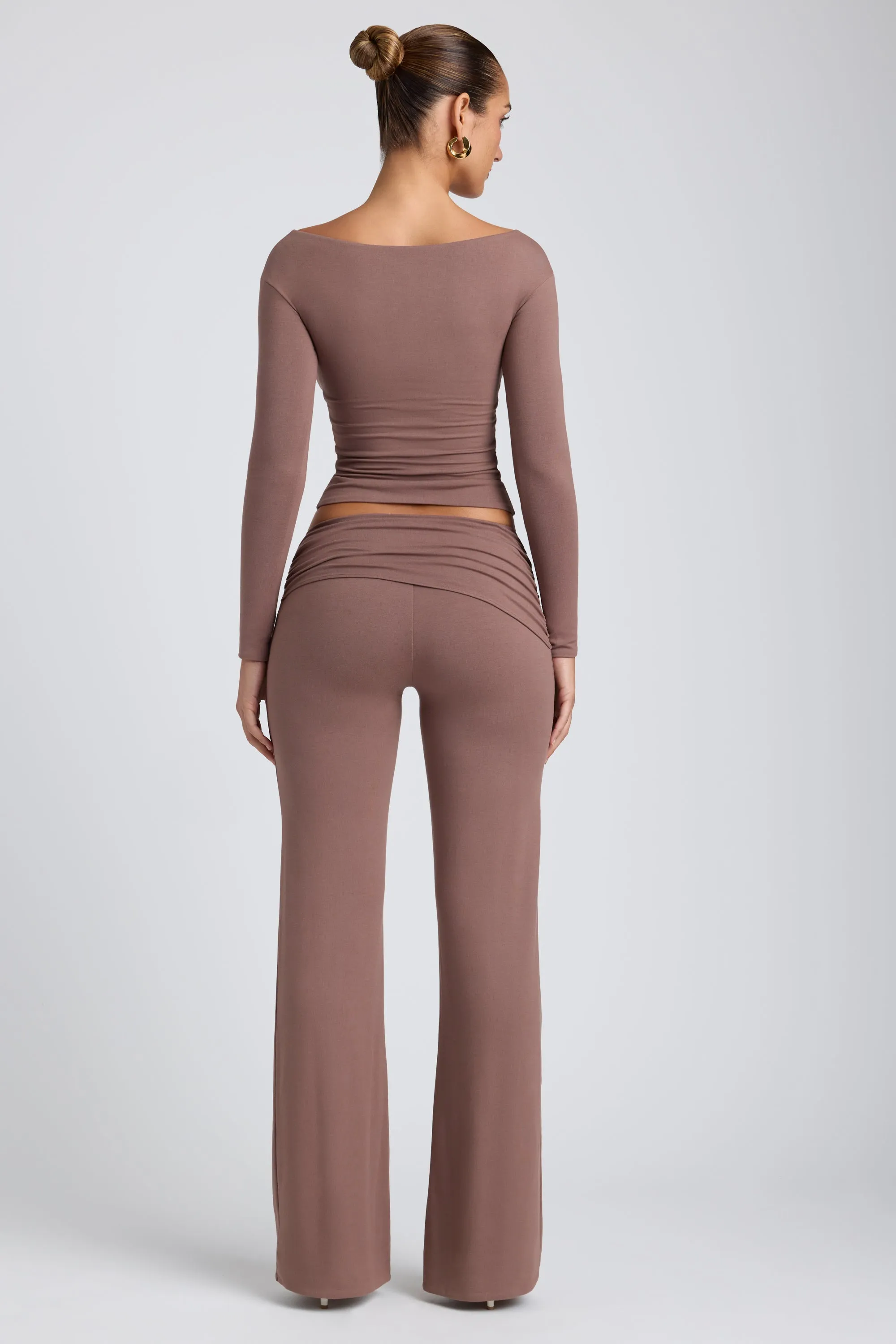 Mid-Rise Straight-Leg Trousers in Taupe sold by Oh Polly product image thumbnail 2