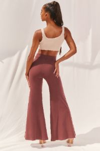 Cutting A Fine Figure Flared Trousers in Chocolate Brown sold by Oh Polly