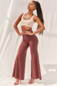 Cutting A Fine Figure Flared Trousers in Chocolate Brown sold by Oh Polly