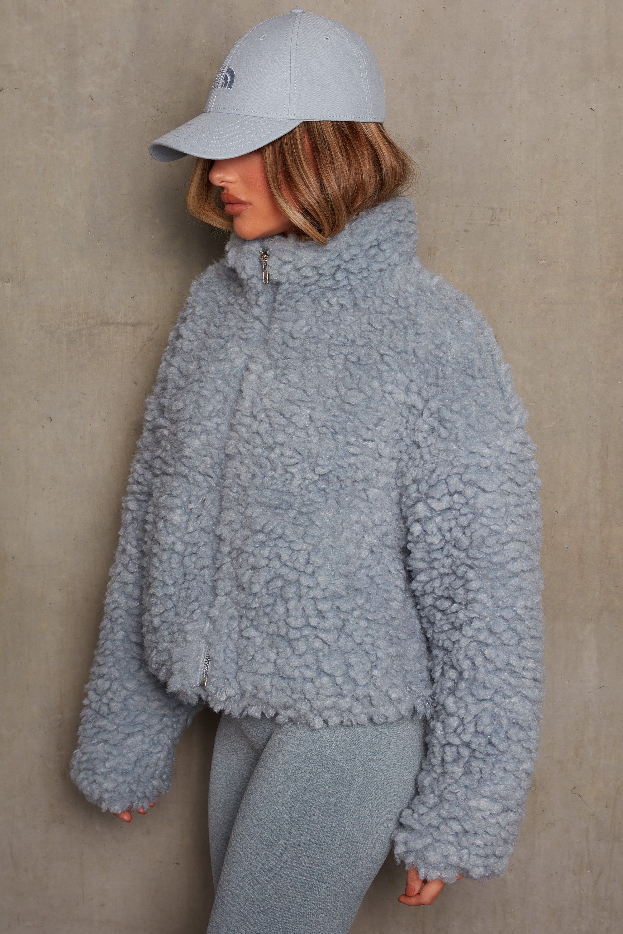 Oversized Boucle Teddy Coat in Blue sold by Oh Polly product image thumbnail 2