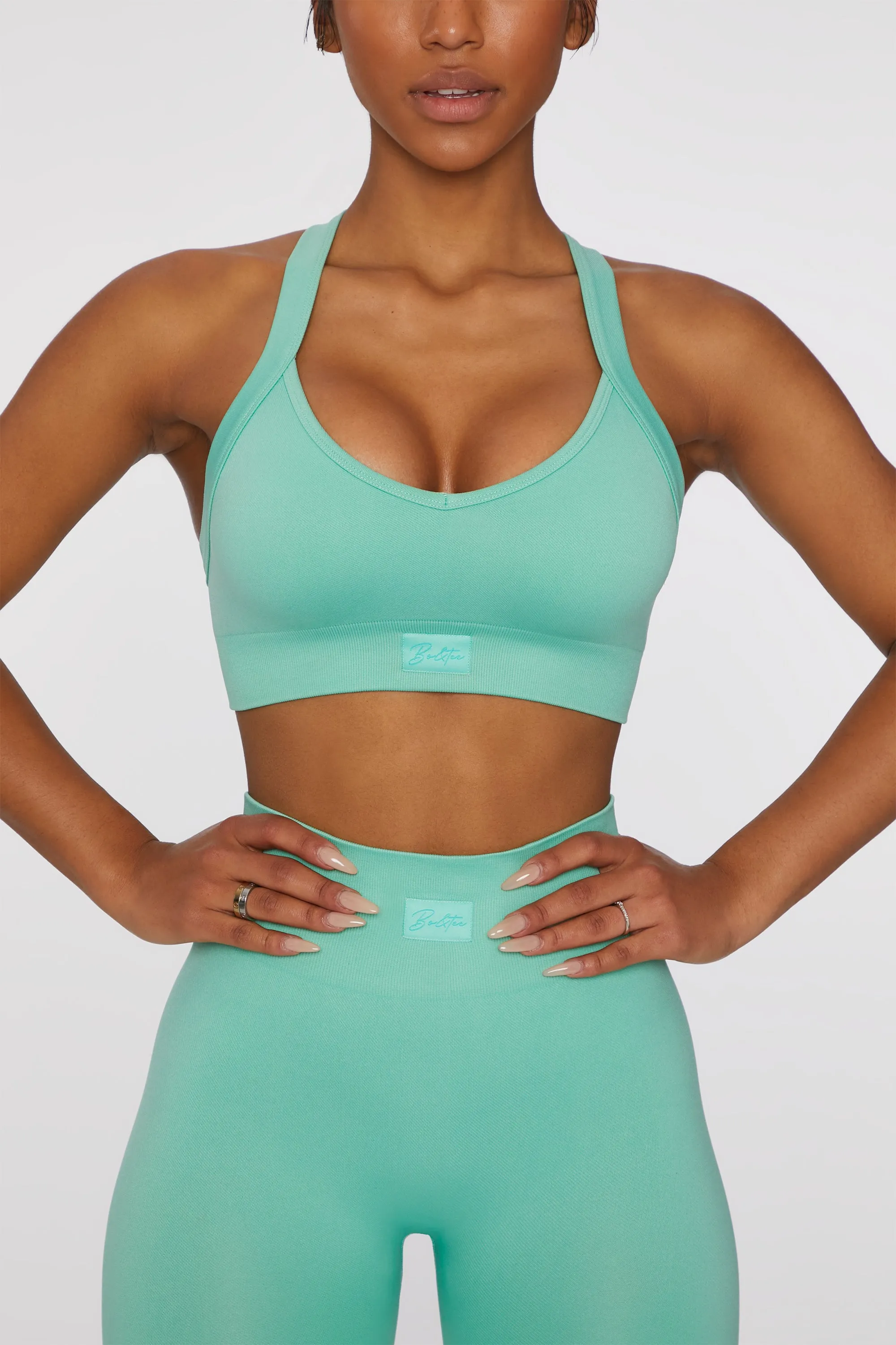 Cross Back Sports Bra in Turquoise sold by Oh Polly product image thumbnail 5