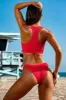 Zip Up Bikini Top in Hot Pink sold by Oh Polly