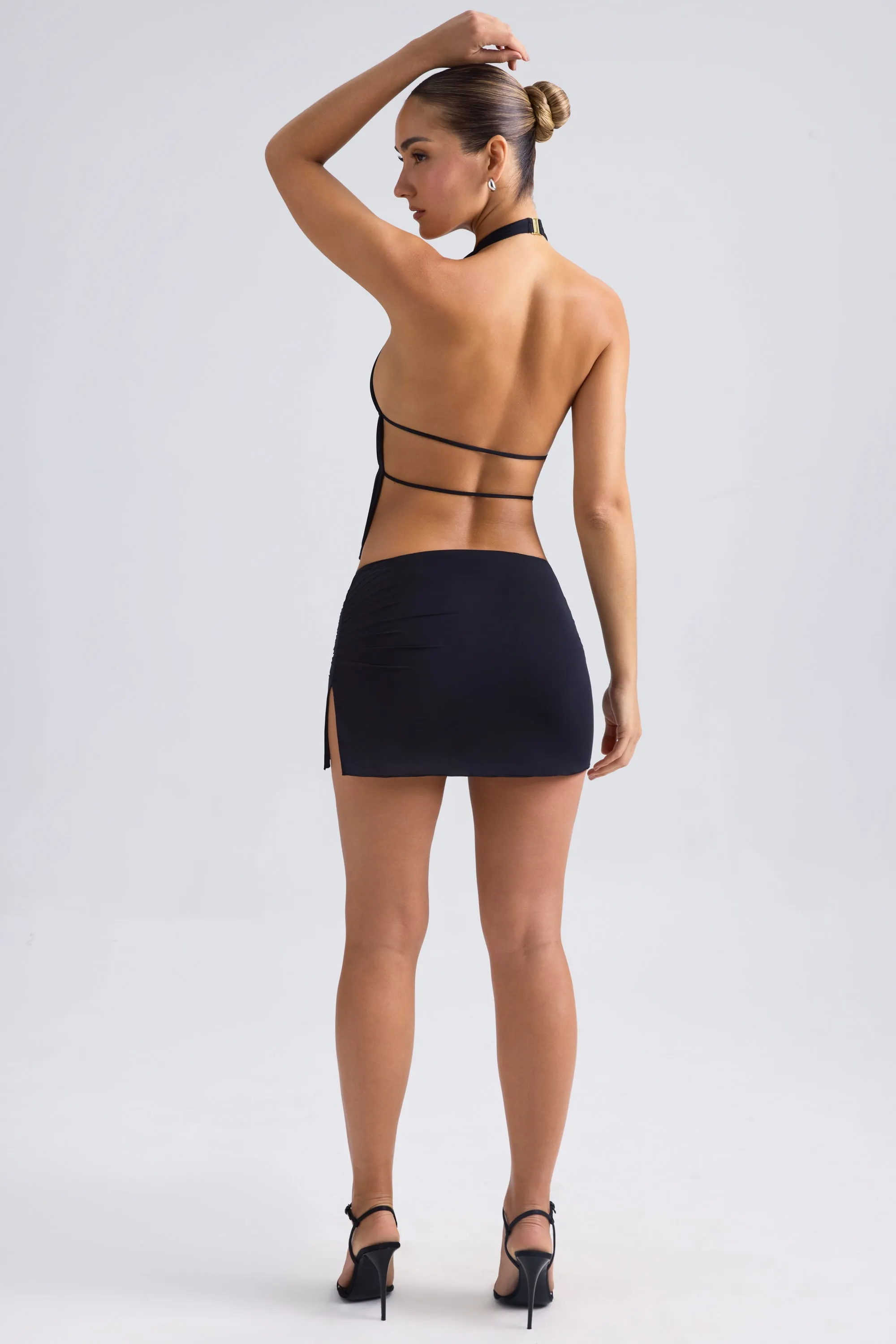 Draped A-Line Mini Skirt in Black sold by Oh Polly product image thumbnail 2