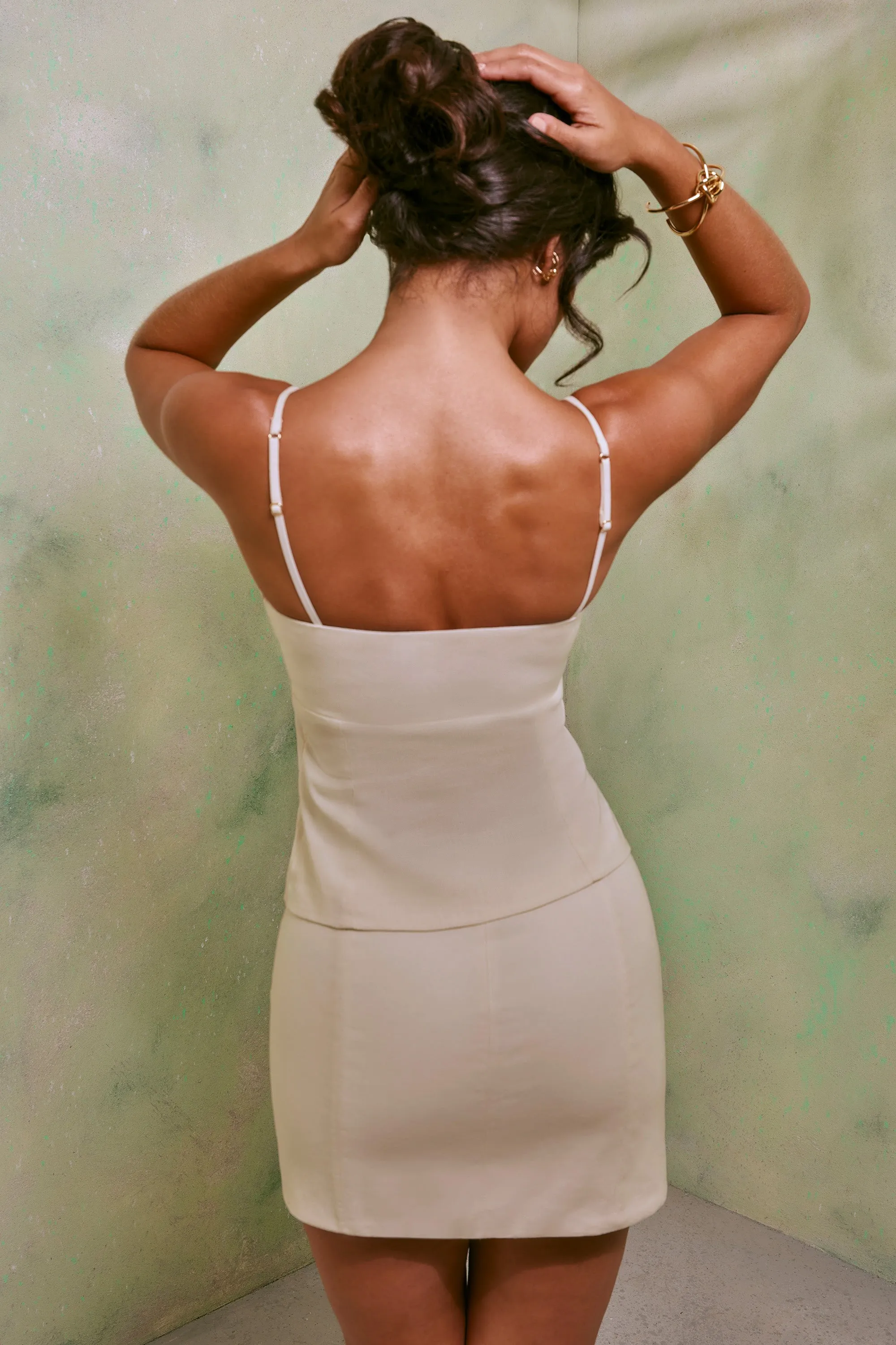 Mid Rise Linen Mini Skirt in White sold by Oh Polly product image thumbnail 2