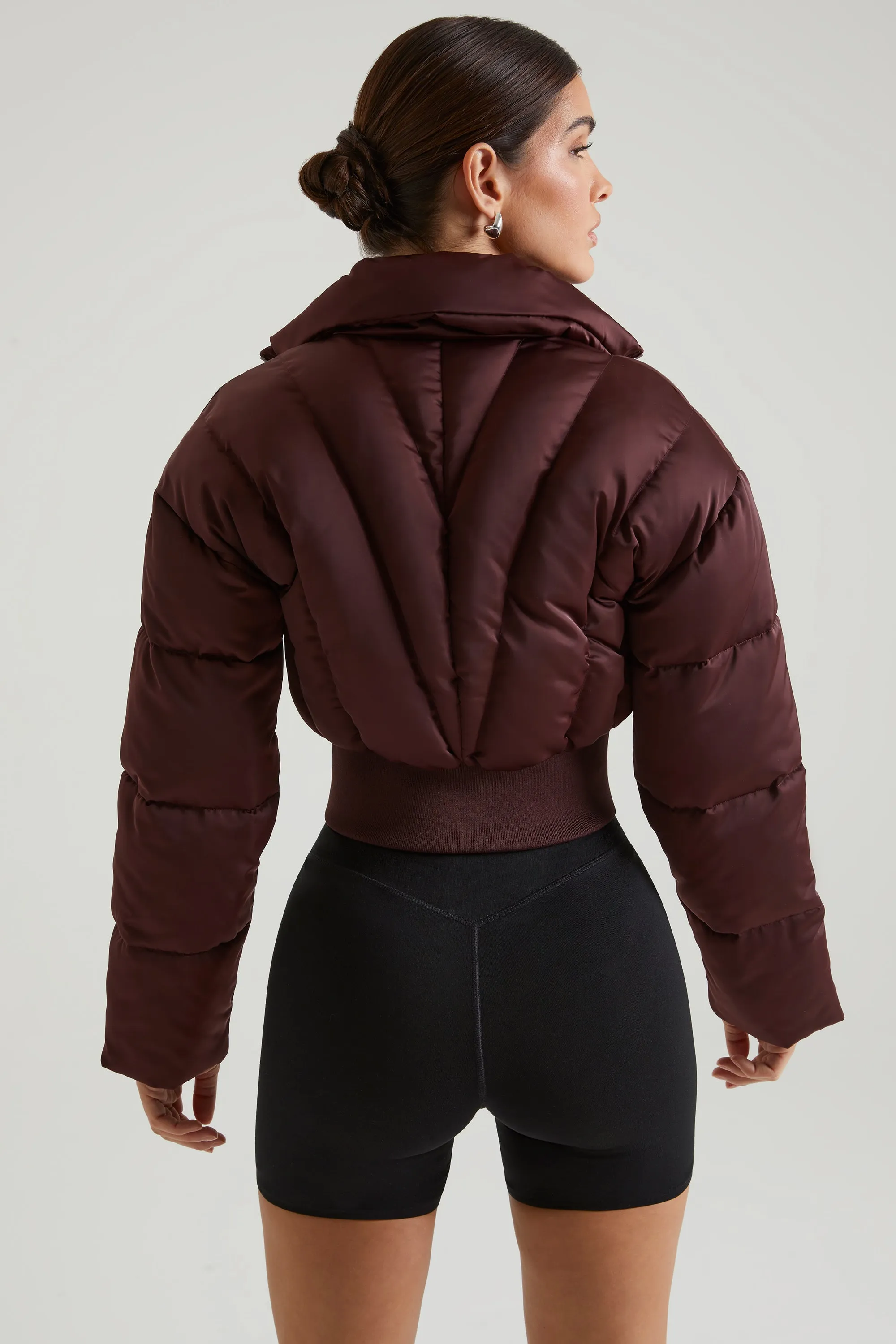 Ribbed Puffer Jacket in Brown sold by Oh Polly product image thumbnail 2