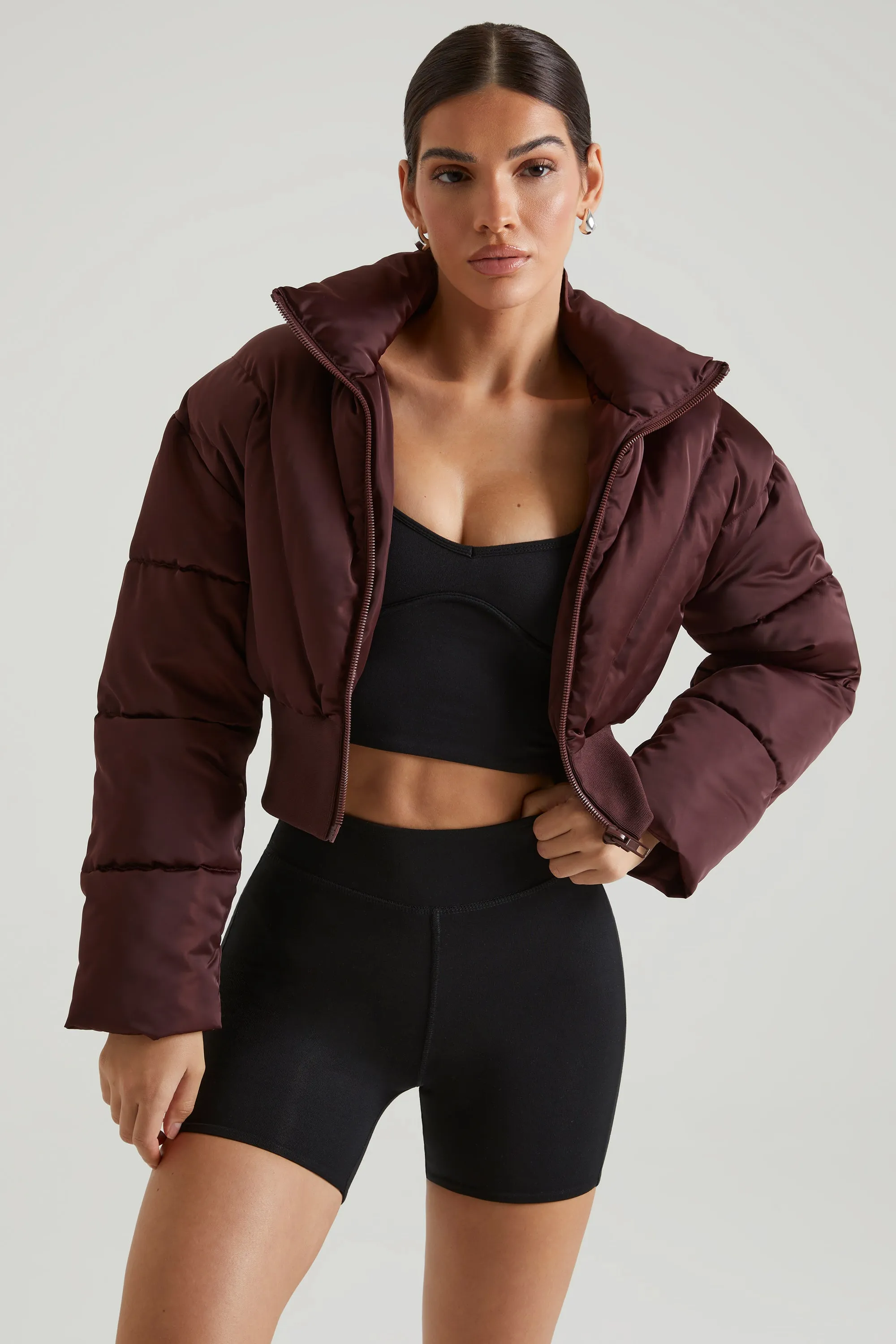 Ribbed Puffer Jacket in Brown sold by Oh Polly product image thumbnail 5
