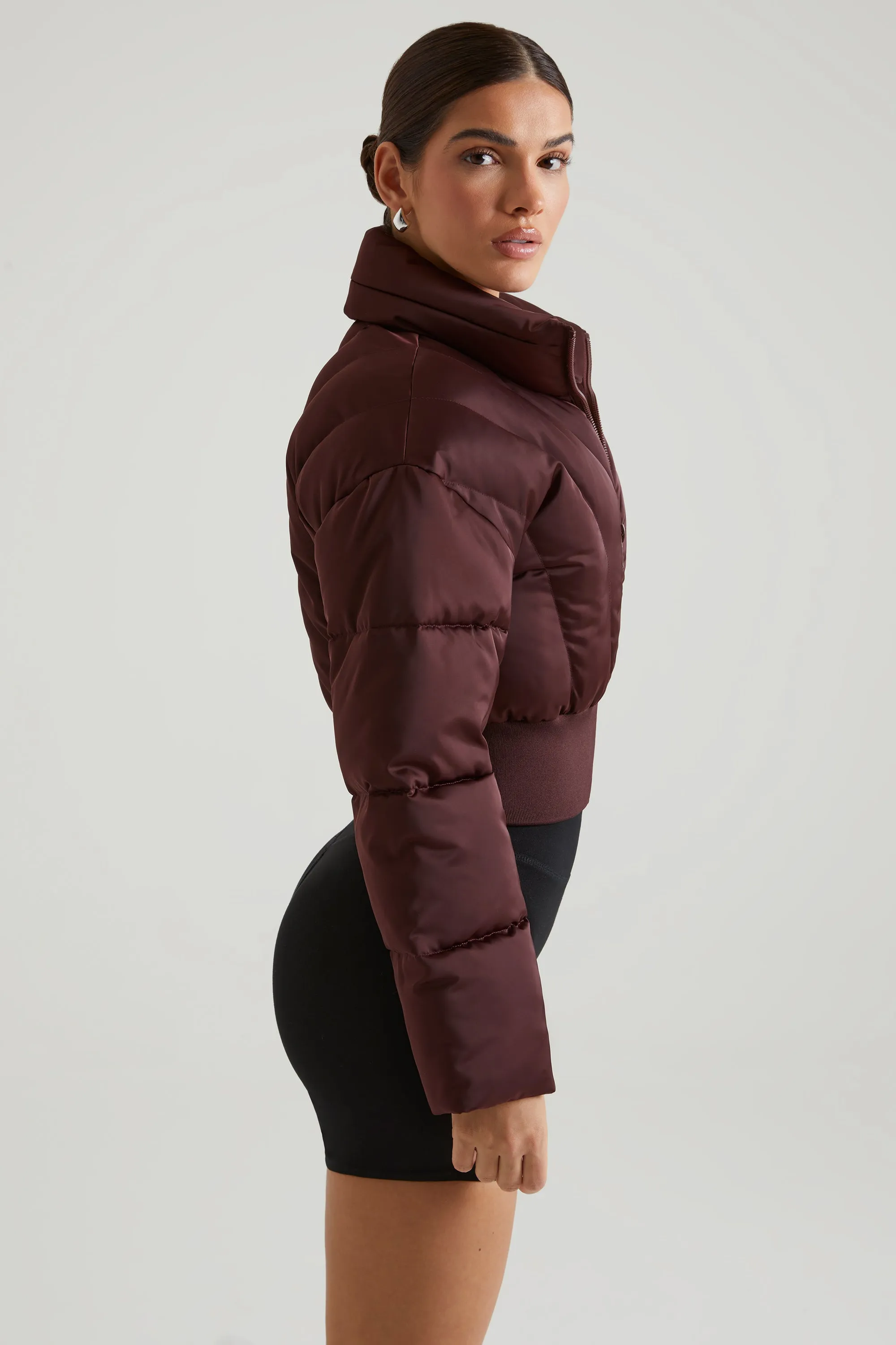 Ribbed Puffer Jacket in Brown sold by Oh Polly product image thumbnail 3