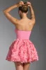 Embellished Floral-Appliqué Lace-Up Mini Dress in Pink sold by Oh Polly