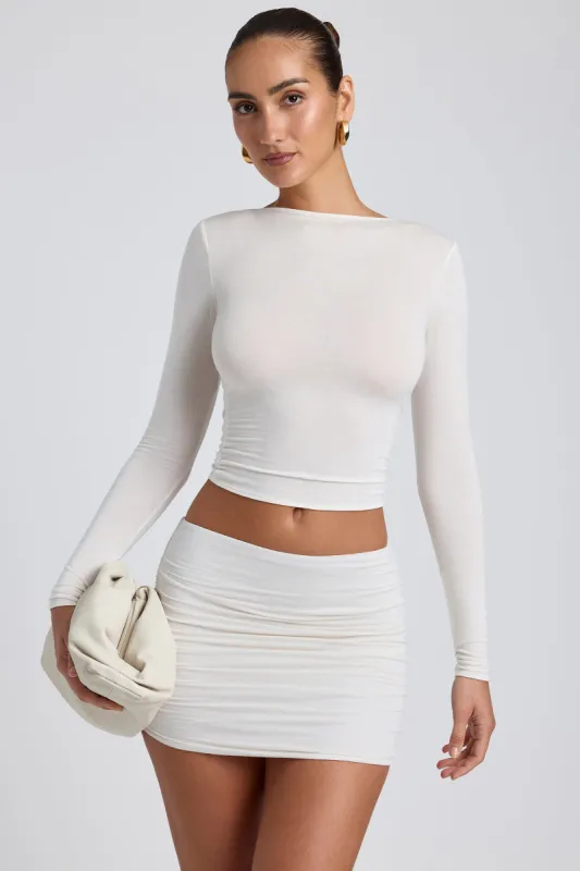 Modal Ruched Long-Sleeve Top in White sold by Oh Polly