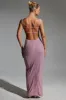 Embellished Open-Back Maxi Dress in Mauve sold by Oh Polly