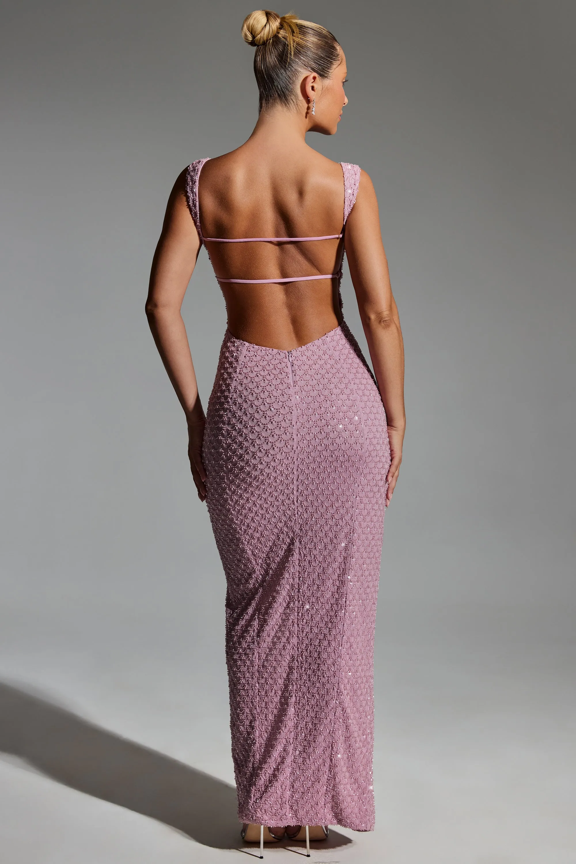 Embellished Open-Back Maxi Dress in Mauve sold by Oh Polly product image thumbnail 2