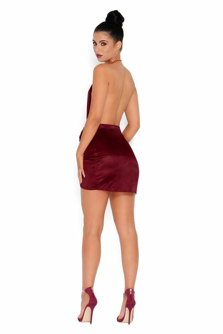 Holy Wrap Satin Wrap Mini Dress in Wine sold by Oh Polly product image thumbnail 7