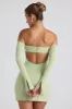 Modal Off-Shoulder Lace-Trim Mini Dress in Spring Green sold by Oh Polly