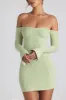 Modal Off-Shoulder Lace-Trim Mini Dress in Spring Green sold by Oh Polly
