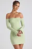Modal Off-Shoulder Lace-Trim Mini Dress in Spring Green sold by Oh Polly