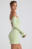 Modal Off-Shoulder Lace-Trim Mini Dress in Spring Green sold by Oh Polly