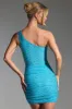 Embellished One-Shoulder Mini Dress in Aqua Blue sold by Oh Polly