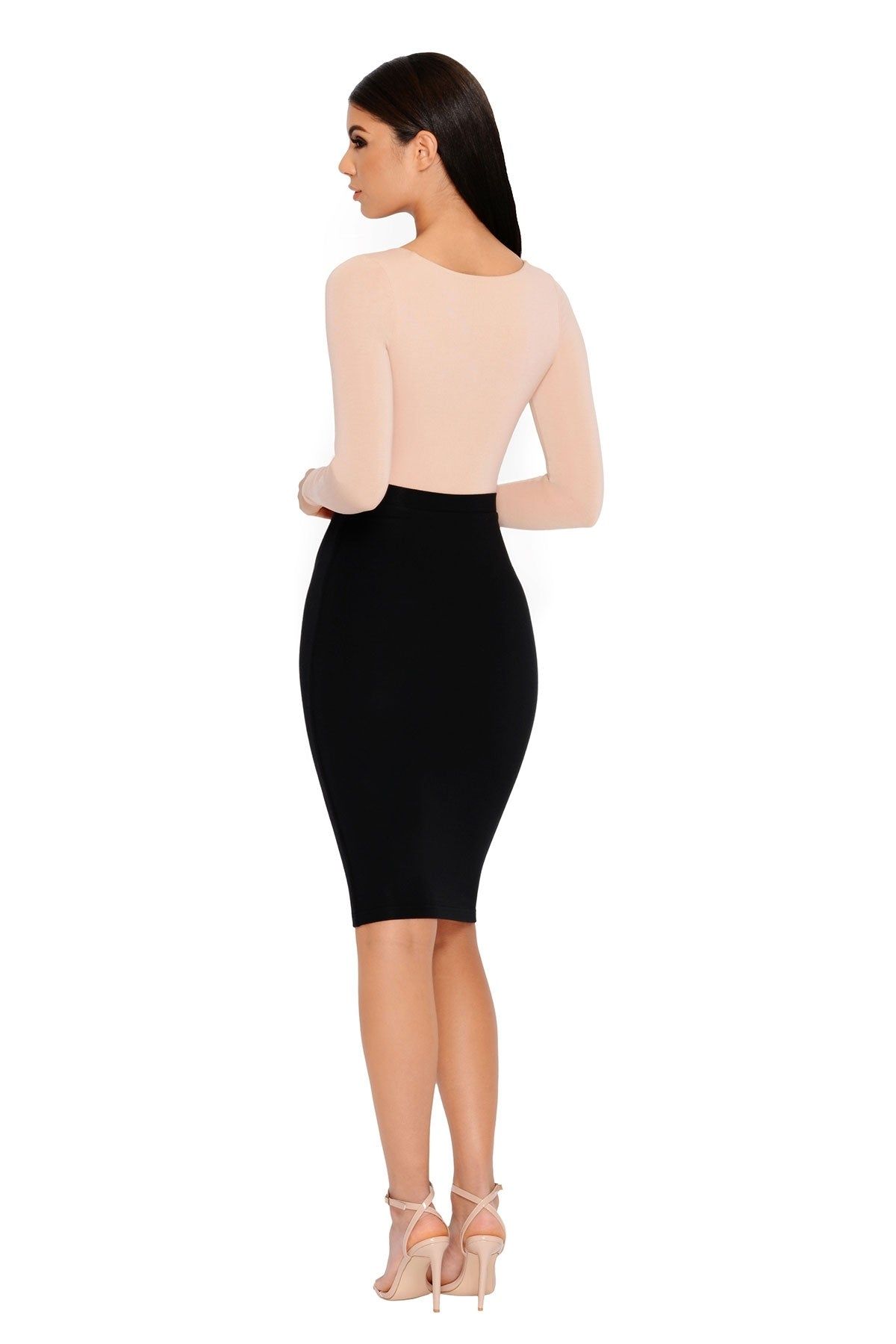 Number 1 Fit Double Layered Midi Skirt in Black sold by Oh Polly product image thumbnail 3