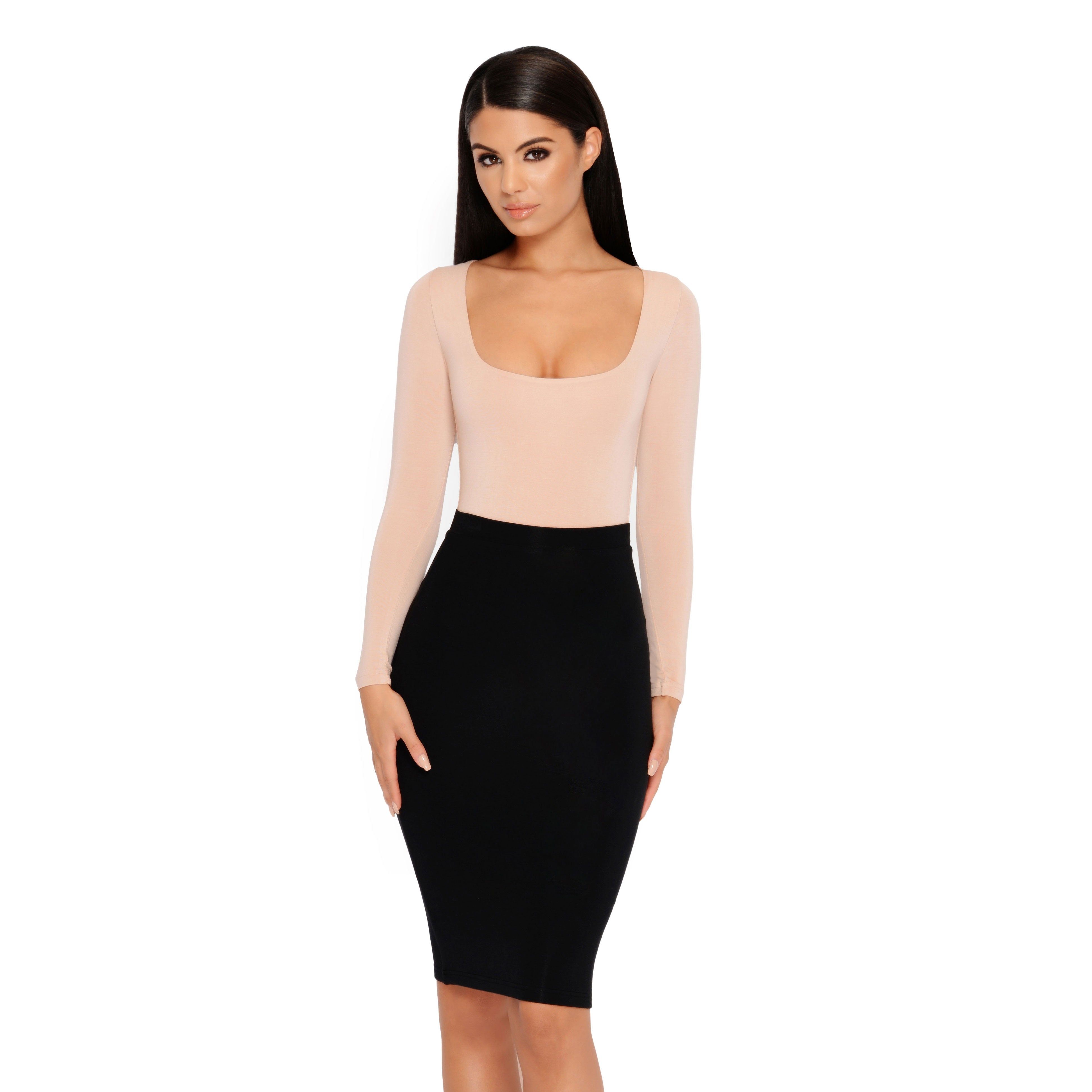 Number 1 Fit Double Layered Midi Skirt in Black sold by Oh Polly product image thumbnail 2