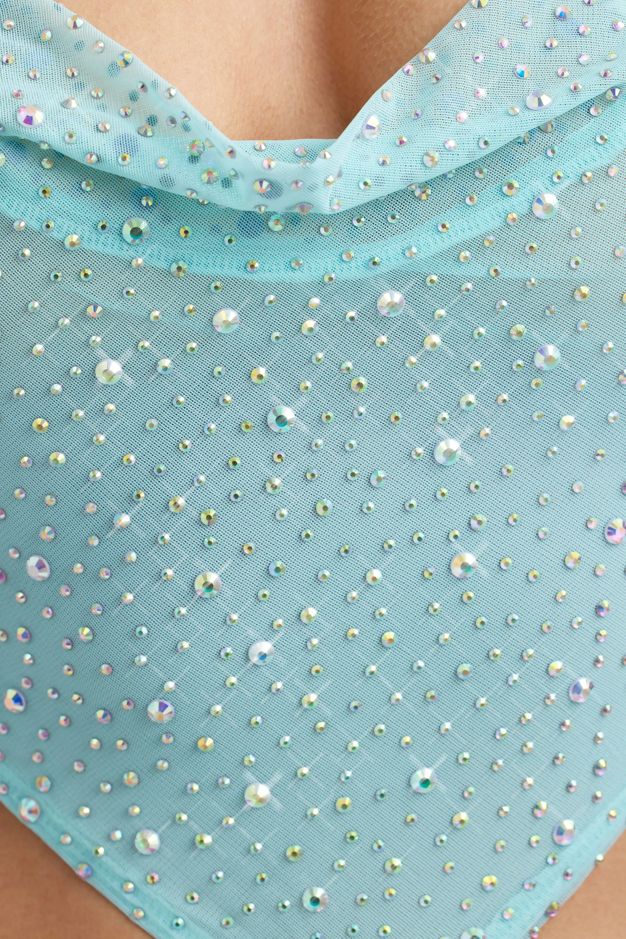 Embellished Cowl-Neck Crop Top in Ice Blue sold by Oh Polly product image thumbnail 4