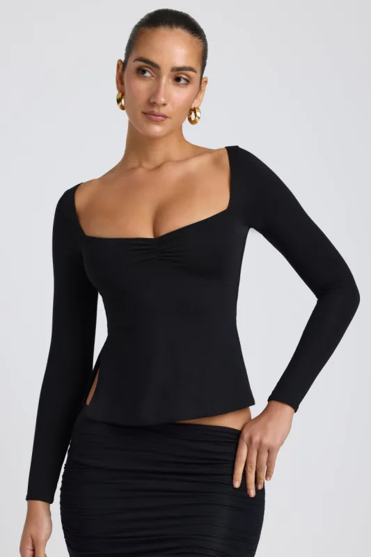 Modal Sweetheart-Neck Top in Black sold by Oh Polly