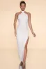 Embellished High Neck Split Maxi Dress in Ivory sold by Oh Polly