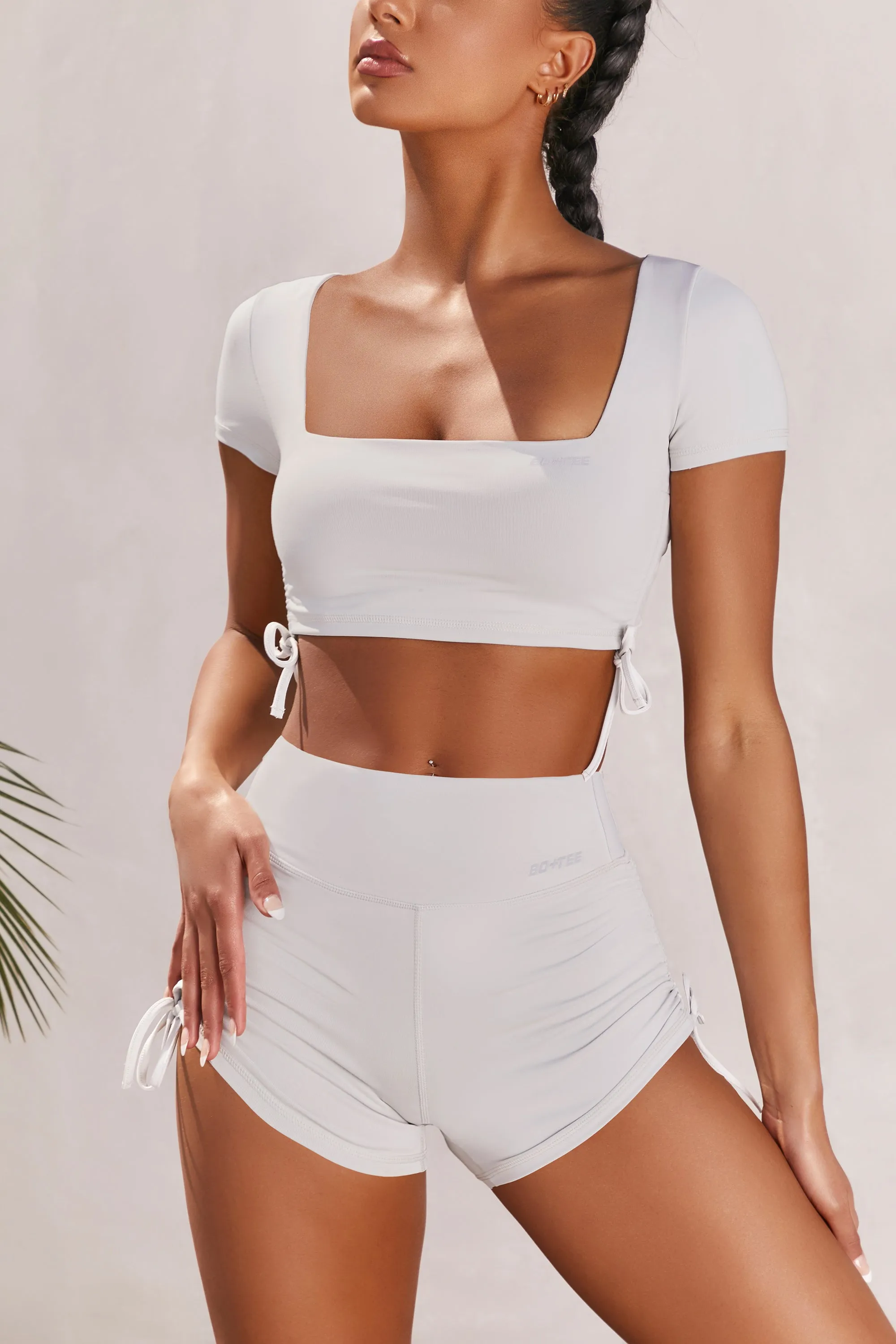 Ambition Slinky Crop Top in Light Grey sold by Oh Polly product image thumbnail 2