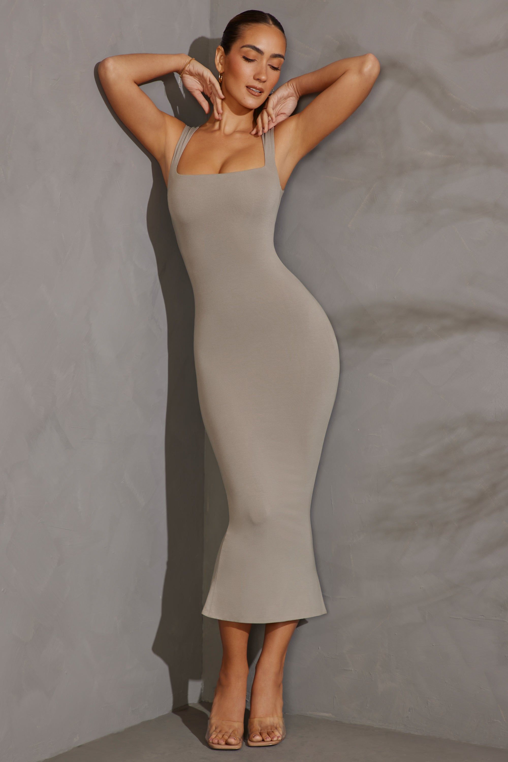 Square Neck Midi Dress in Grey sold by Oh Polly product image thumbnail 7