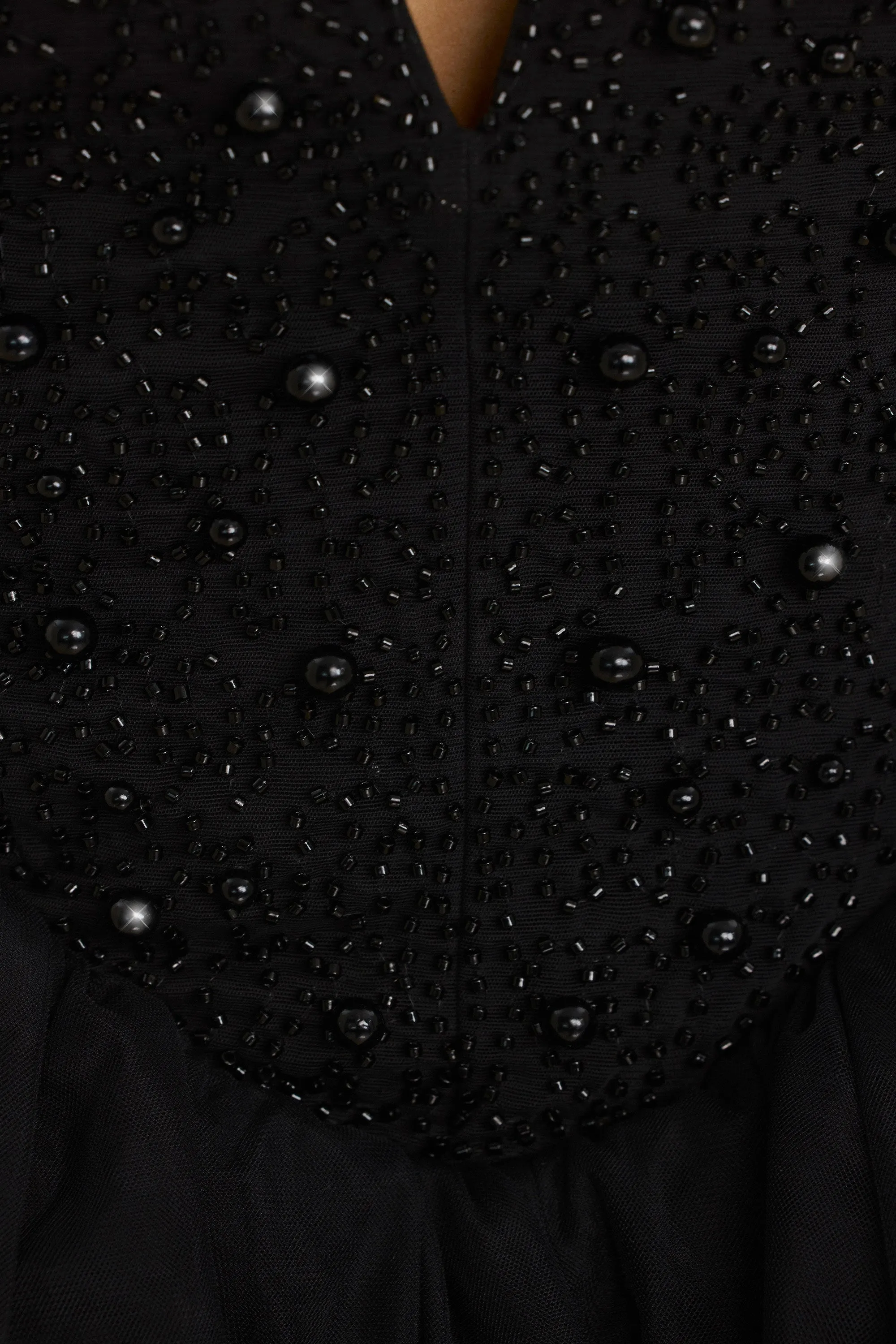 Plunge Neck Tulle Mini Dress in Black sold by Oh Polly product image thumbnail 4