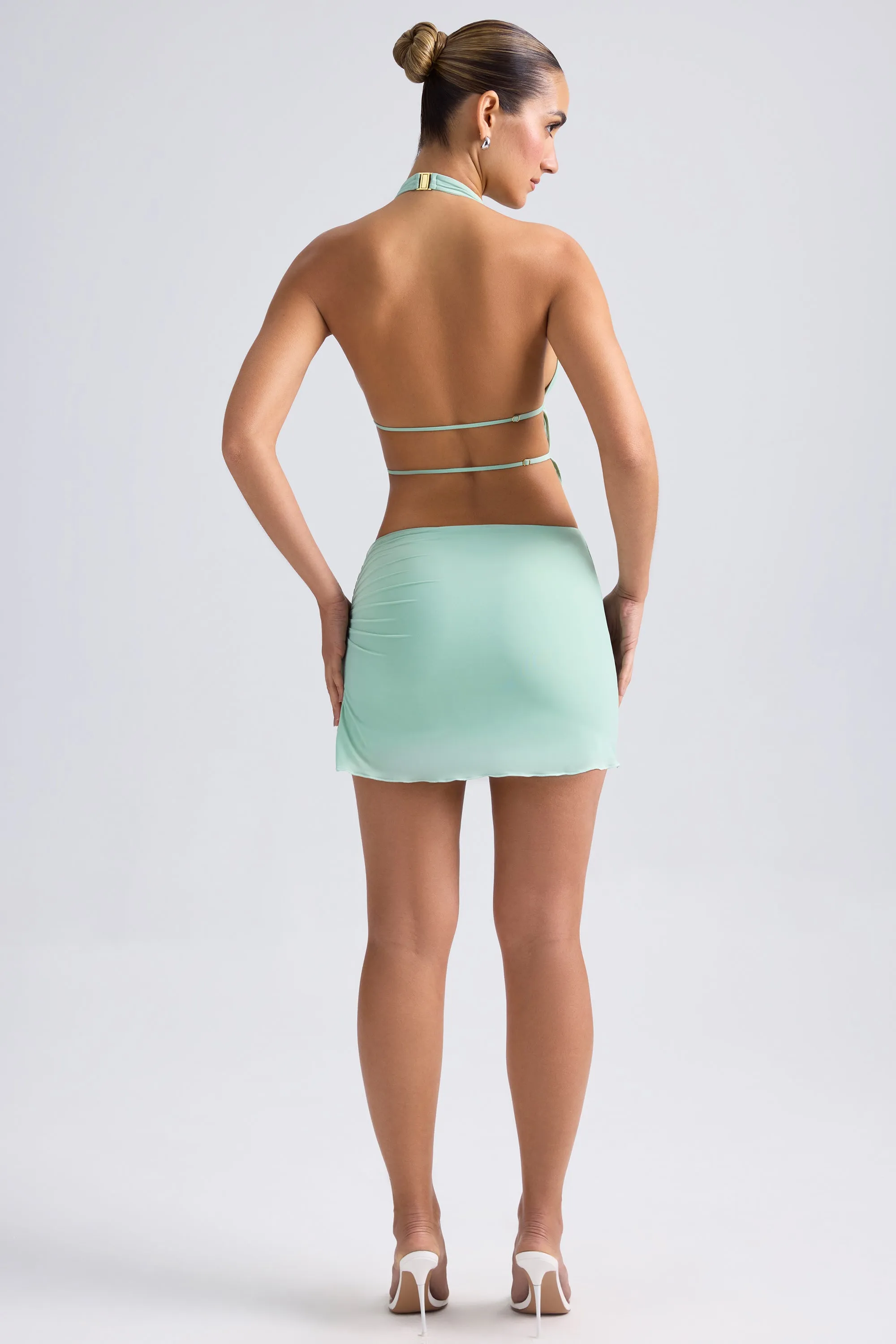 Draped A-Line Mini Skirt in Pastel Green sold by Oh Polly product image thumbnail 2